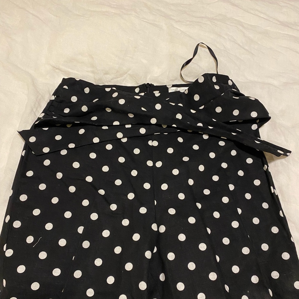 Privacy Please linen, polka dot pleated trousers